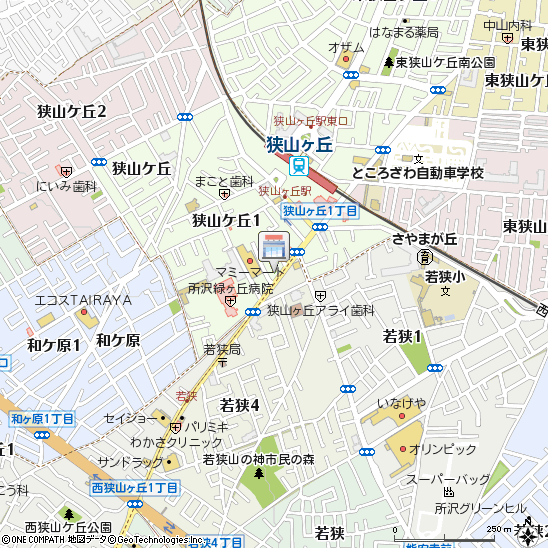 有限会社　荻野安次商店　狭山ヶ丘　油屋付近の地図